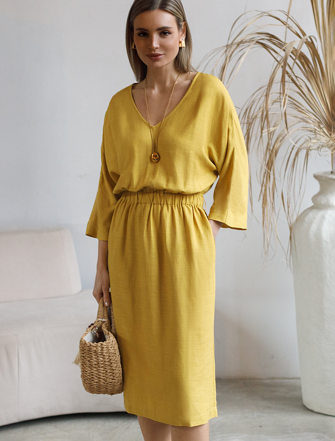 ст. цена3990руб.! VILATTE Платье D22.219горчичный