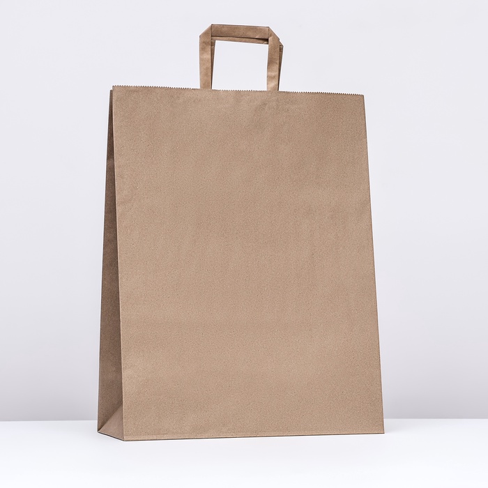 Пакет бумажный крафт, плоская ручка 35×15×45 см, 90 г/м²