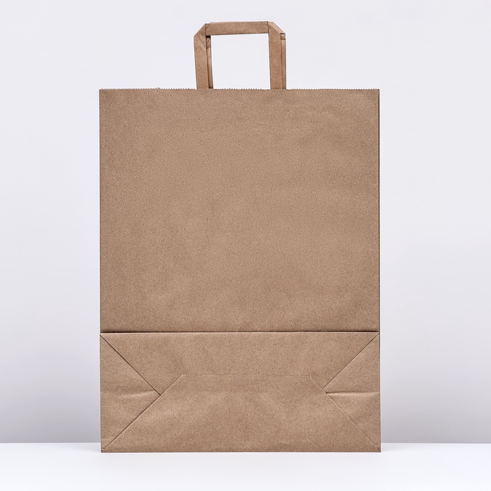 Пакет бумажный крафт, плоская ручка 35×15×45 см, 90 г/м²