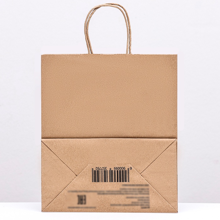 Пакет бумажный крафт 90 г/м², круглая ручка 22×12×25 см