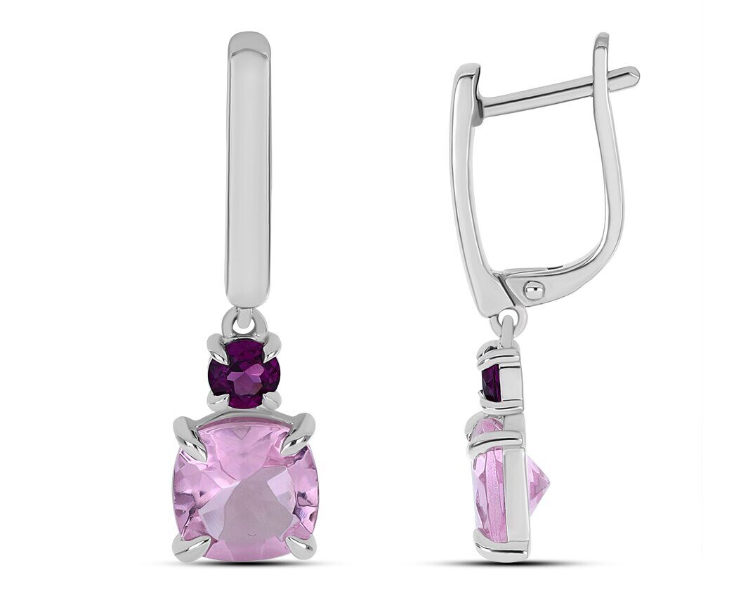 Серьги, морганит , родолит, Калатея