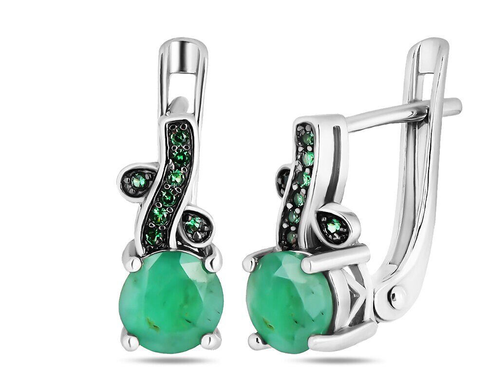 Серьги, изумруд берилл , наноизумруд, SL-RIC57