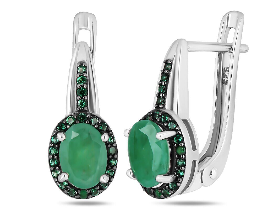 Серьги, изумруд берилл , наноизумруд, SL-RIC35