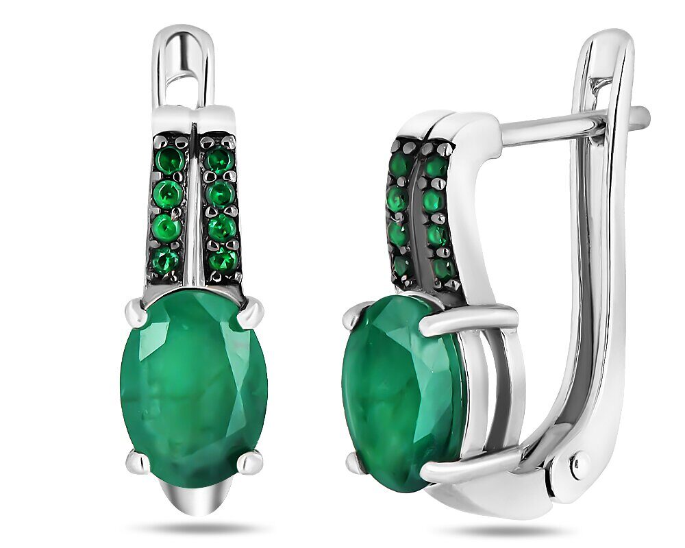 Серьги, изумруд берилл , наноизумруд, SL-RIC72