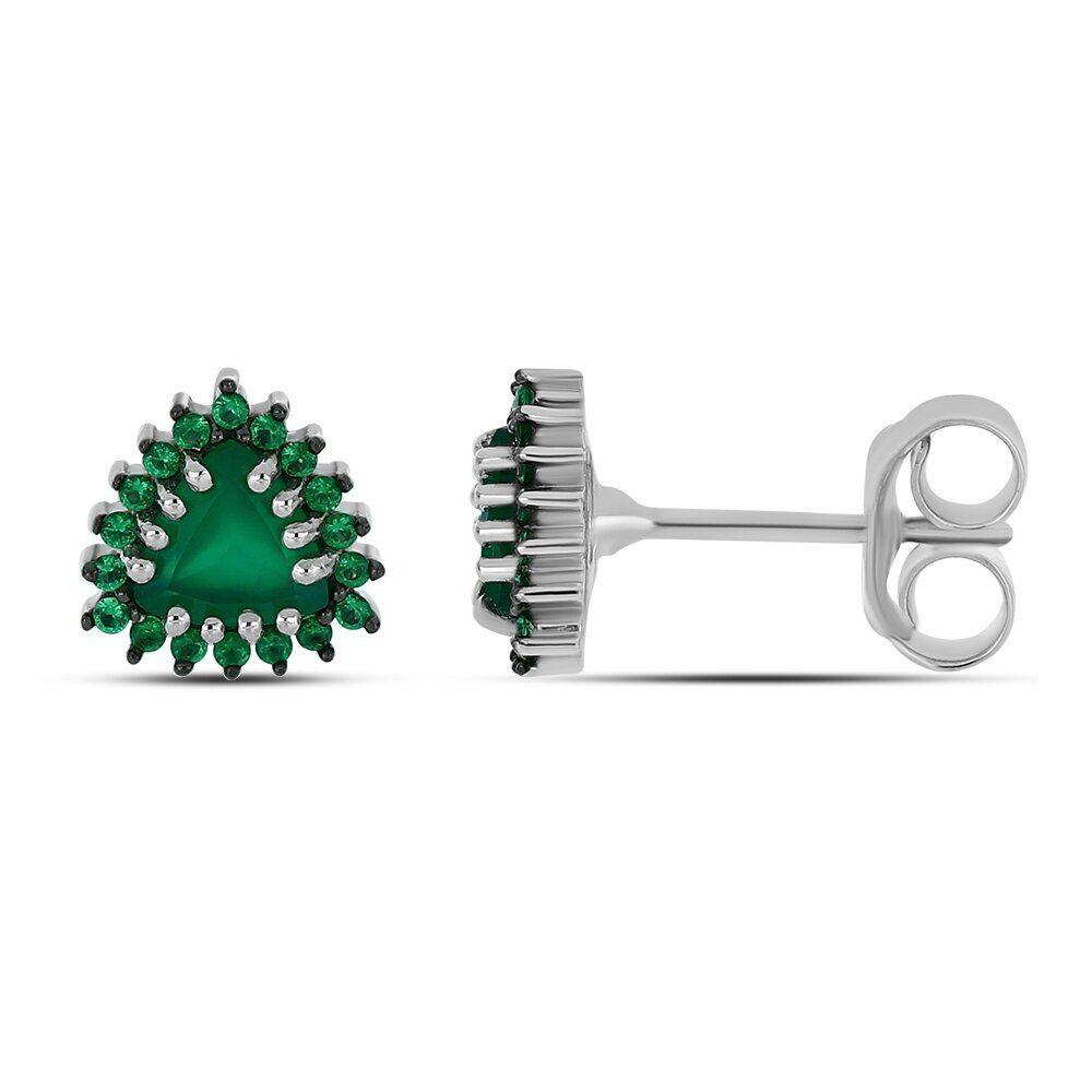 Серьги, зеленый агат , наноизумруд, Венесуэлла