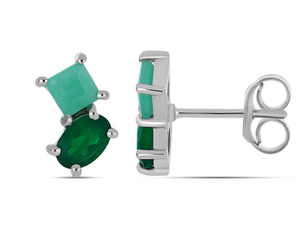 Серьги, зеленый агат , изумруд берилл, Ноктюрн