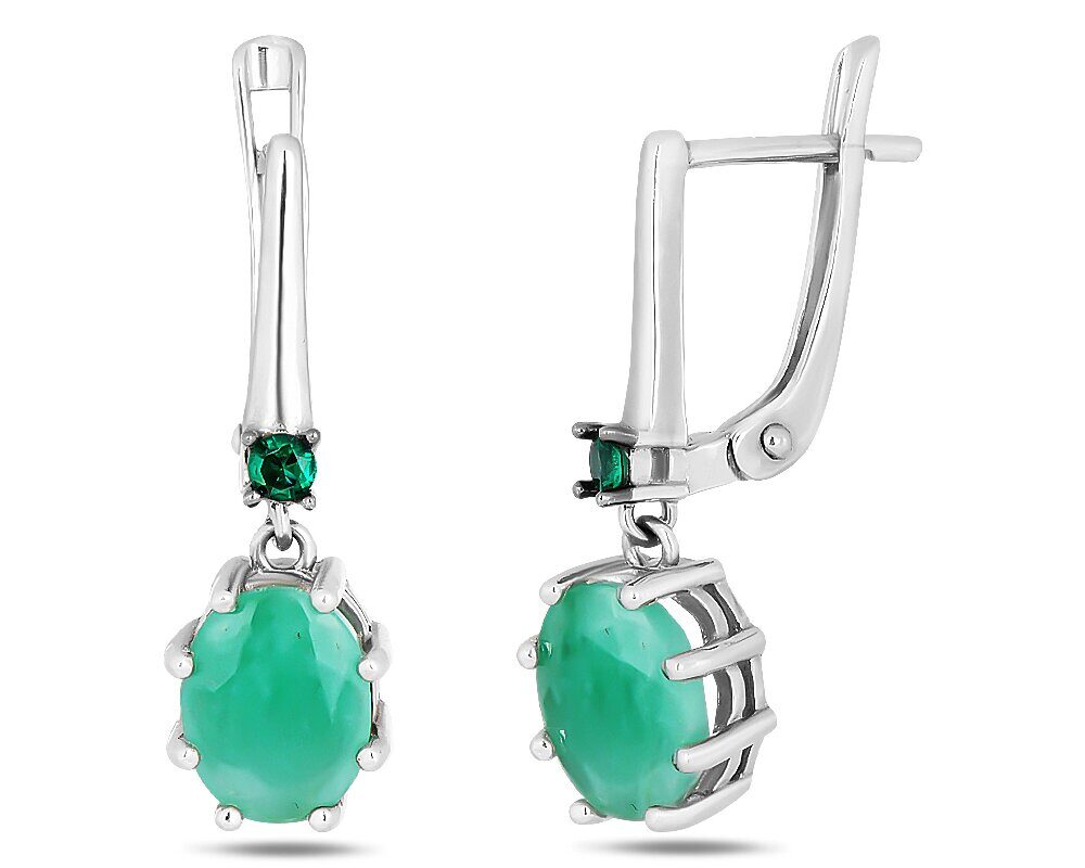Серьги, изумруд берилл , наноизумруд, SL-RIC105