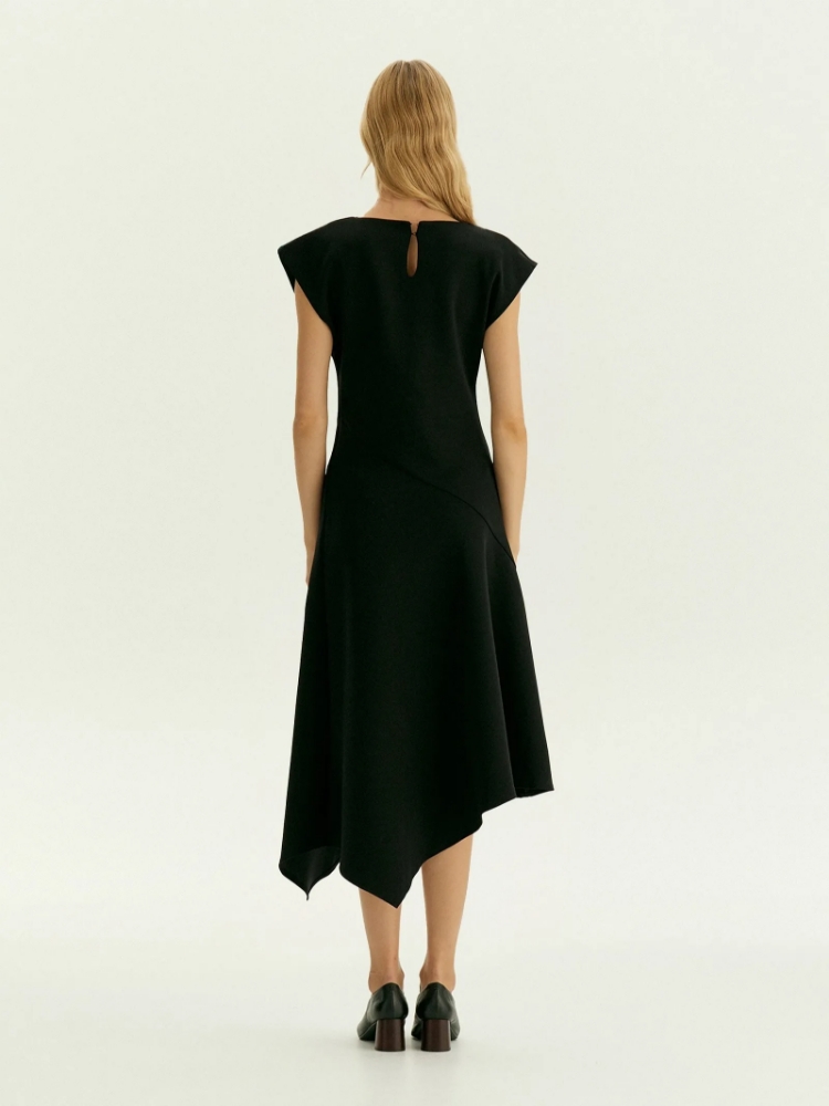 Трикотажное платье миди косого кроя из хлопка ,
55% хлопок, 42% полиэстер, 3% эластан ,