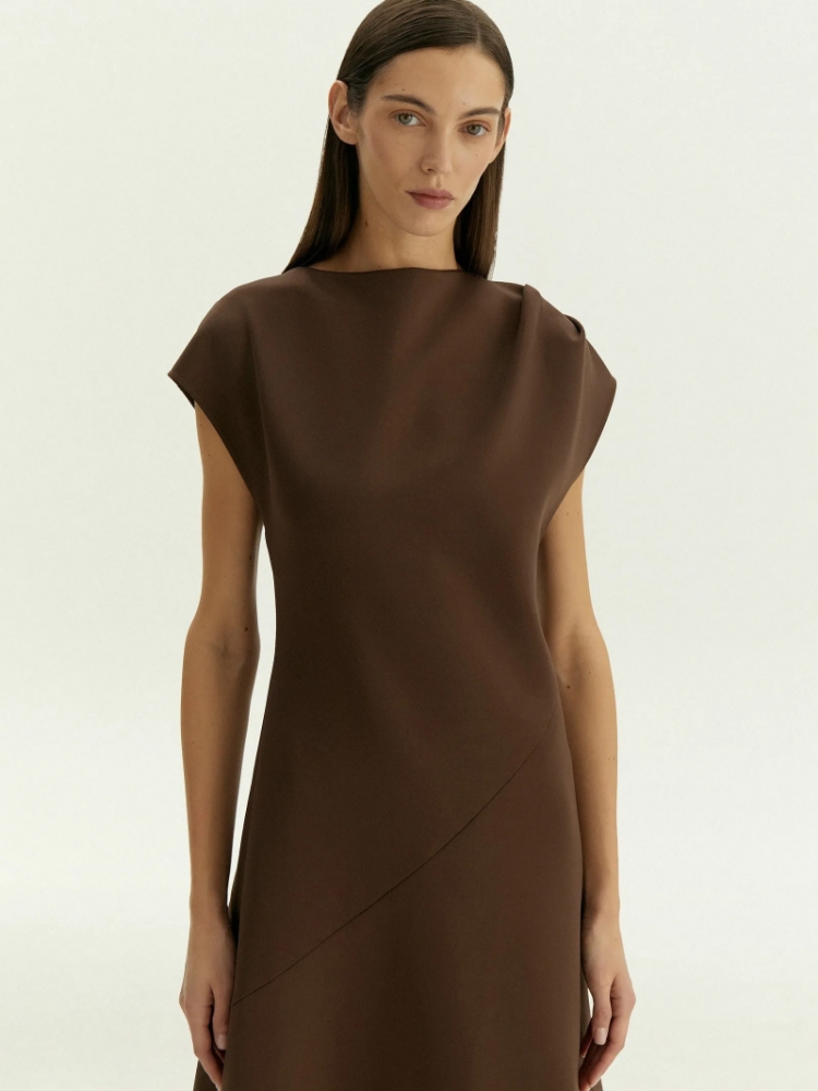 Трикотажное платье миди косого кроя из хлопка ,
55% хлопок, 42% полиэстер, 3% эластан ,