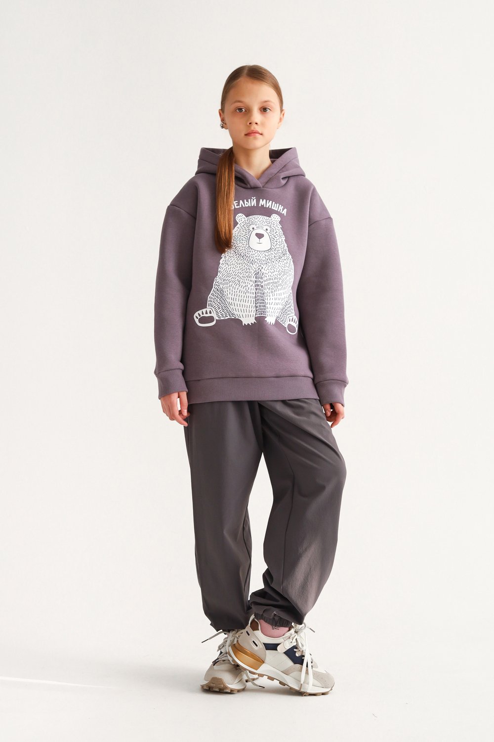 Худи принт Белый мишка дым