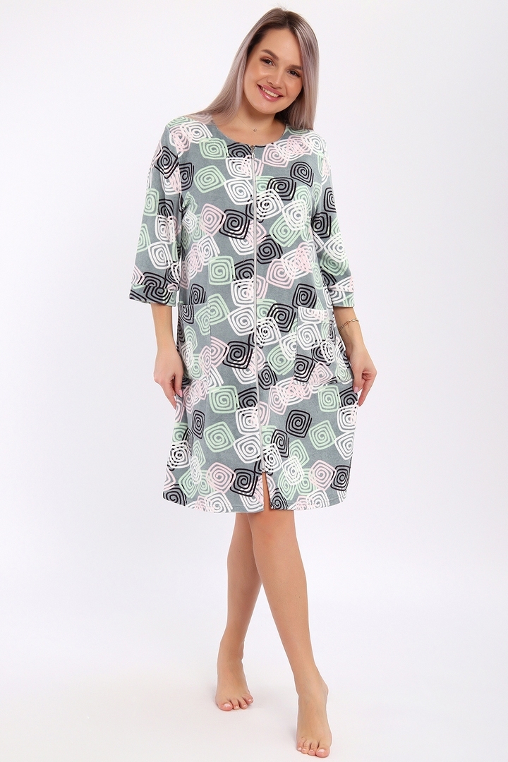 Халат на молнии махра - 513 - фисташковый