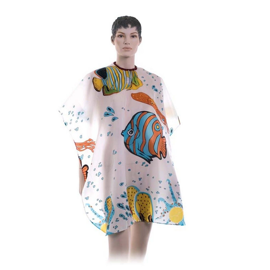 Dewal Уценка Пеньюар для стрижки «Рыбки» детский AP98A1, 95 х 120 см, белый