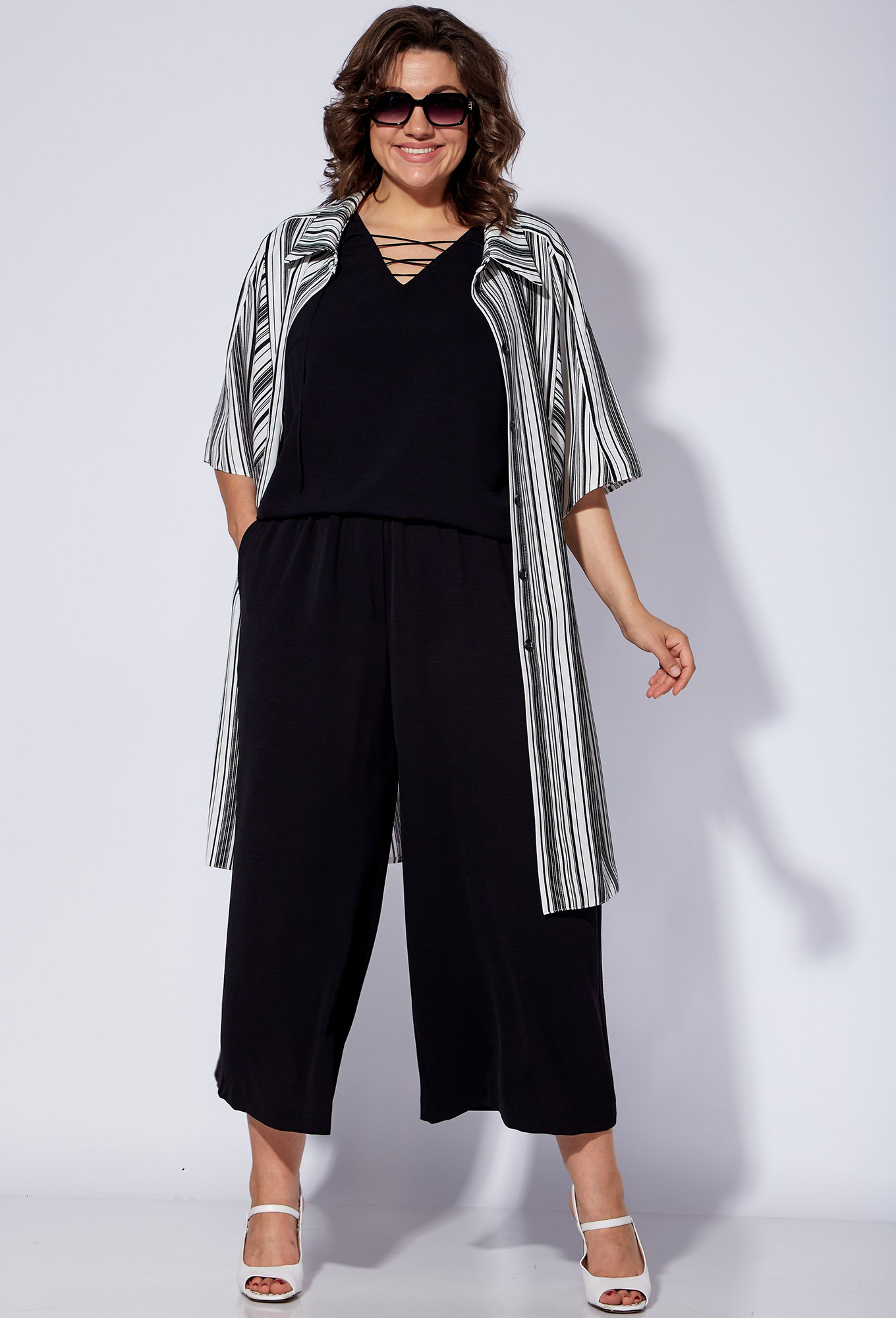 ст. цена1999руб.! Рубашка Viola Style 1125 чёрно-белый