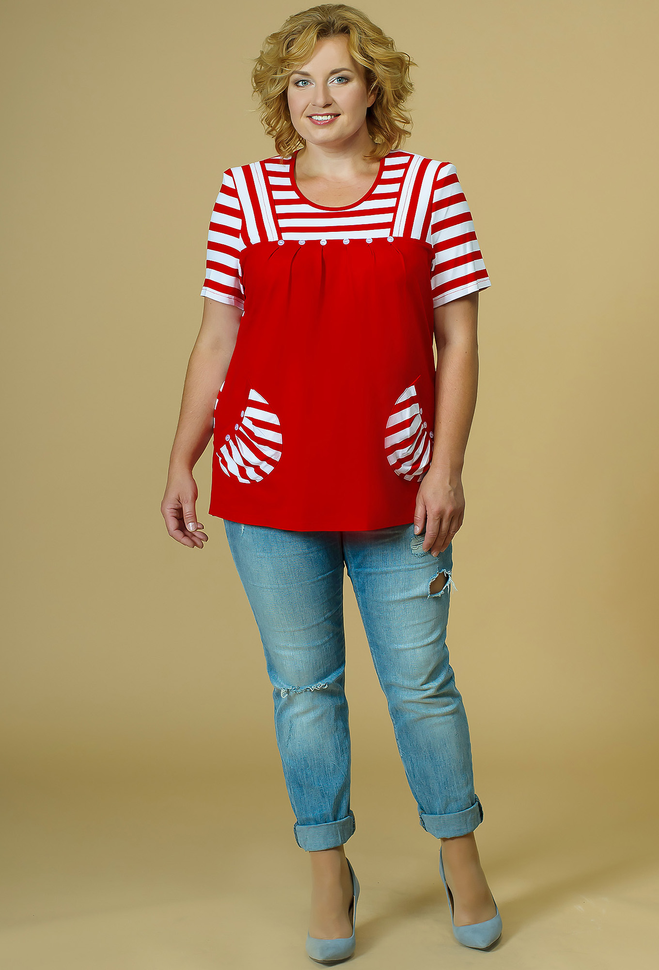 ст. цена999руб.! Джемпер МЕДЕЯ И К 1762 розово-красная полоска