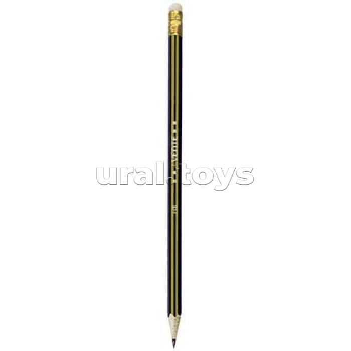 Карандаш чернографитный HB, диаметр грифеля 1,85 мм, шестигранный, с ластиком,