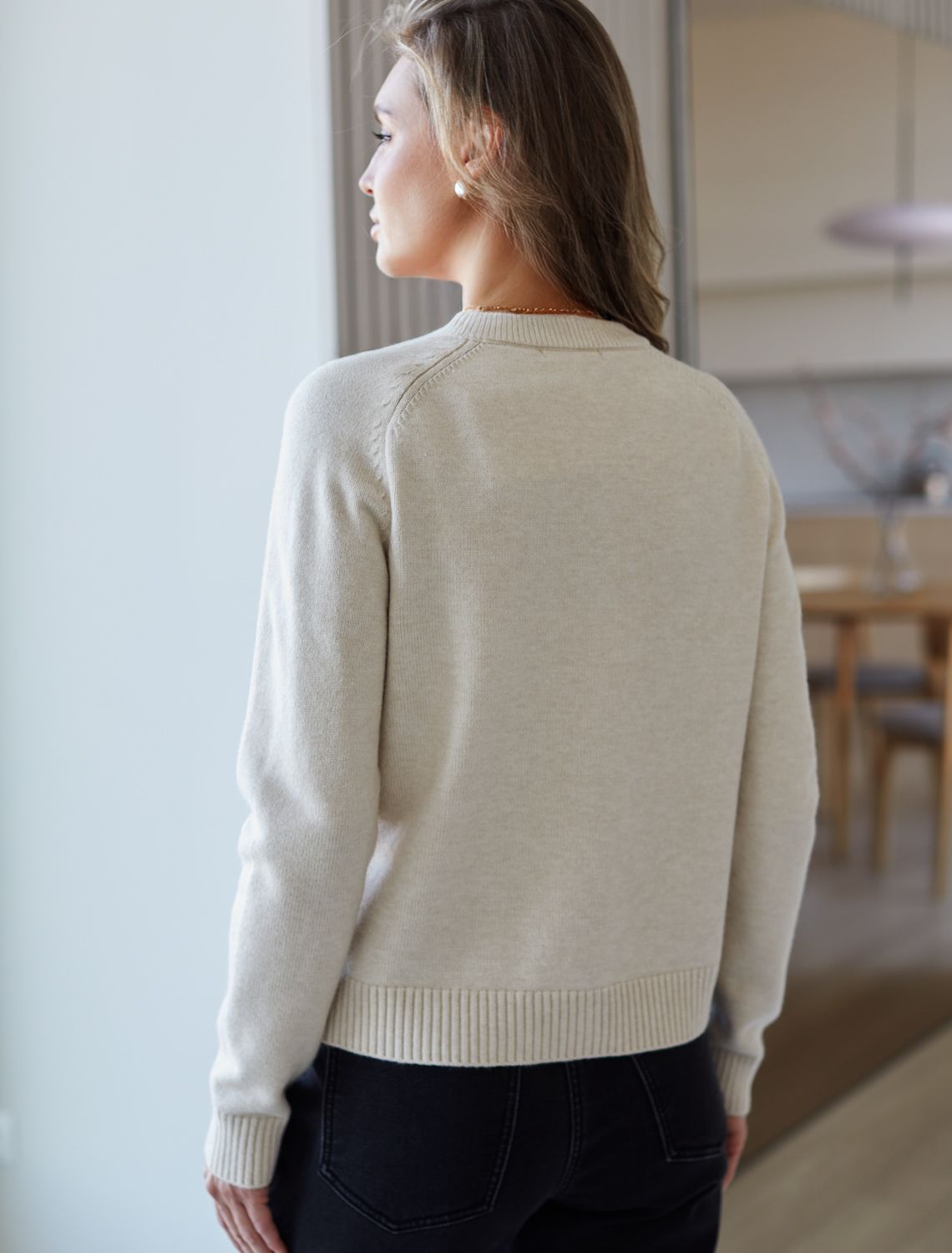 Ст.цена 2790р Кардиган из пряжи с кашемиром D31.141 овсяный меланж