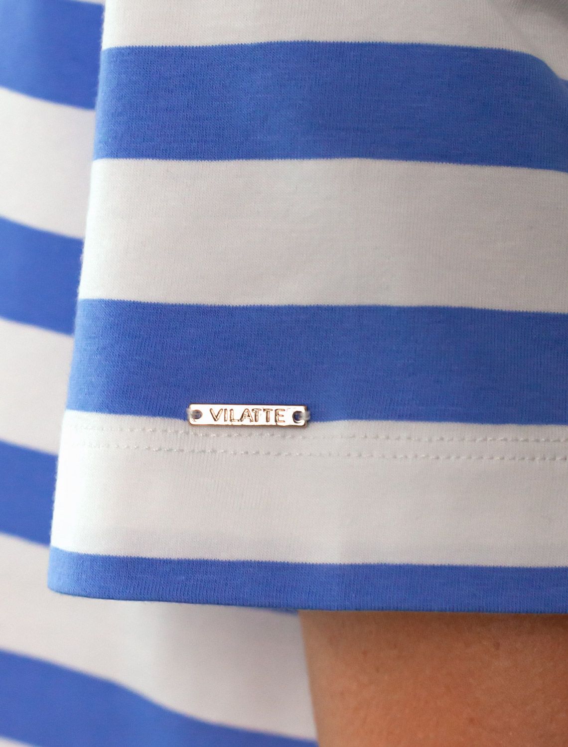 Футболка из премиального хлопка с эластаном D49.989 белый-васильковый