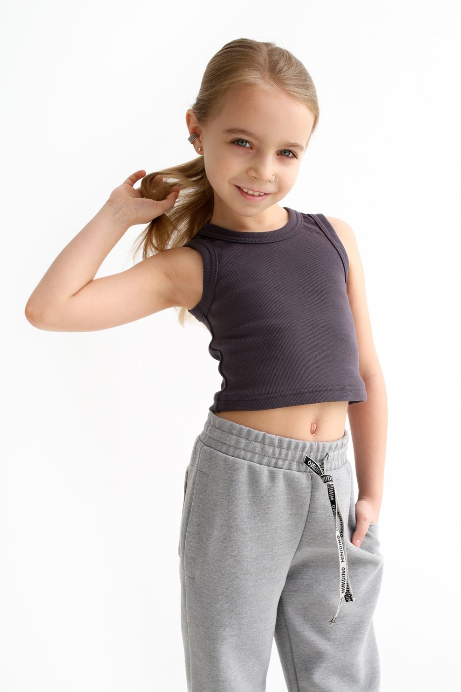 Кроп-топ для девочки графит