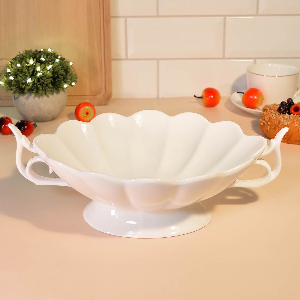 Блюдо 32,5см на ножке с ручками Без деколи (00109464)