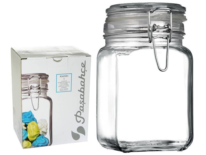 Банка квадратная с фиксатором 1000мл