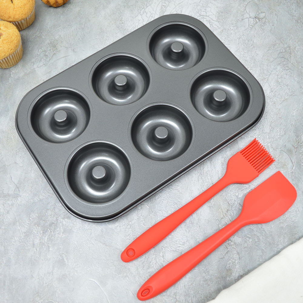 Набор для выпечки кексов 3 предмета: форма, силиконовая кисточка, силиконовая лопатка NNOSO-22