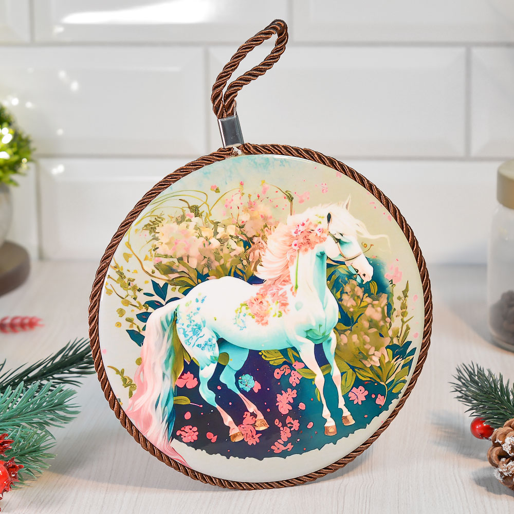 Подставка под горячее керамика-пробка 16см Символ года 2026 №9