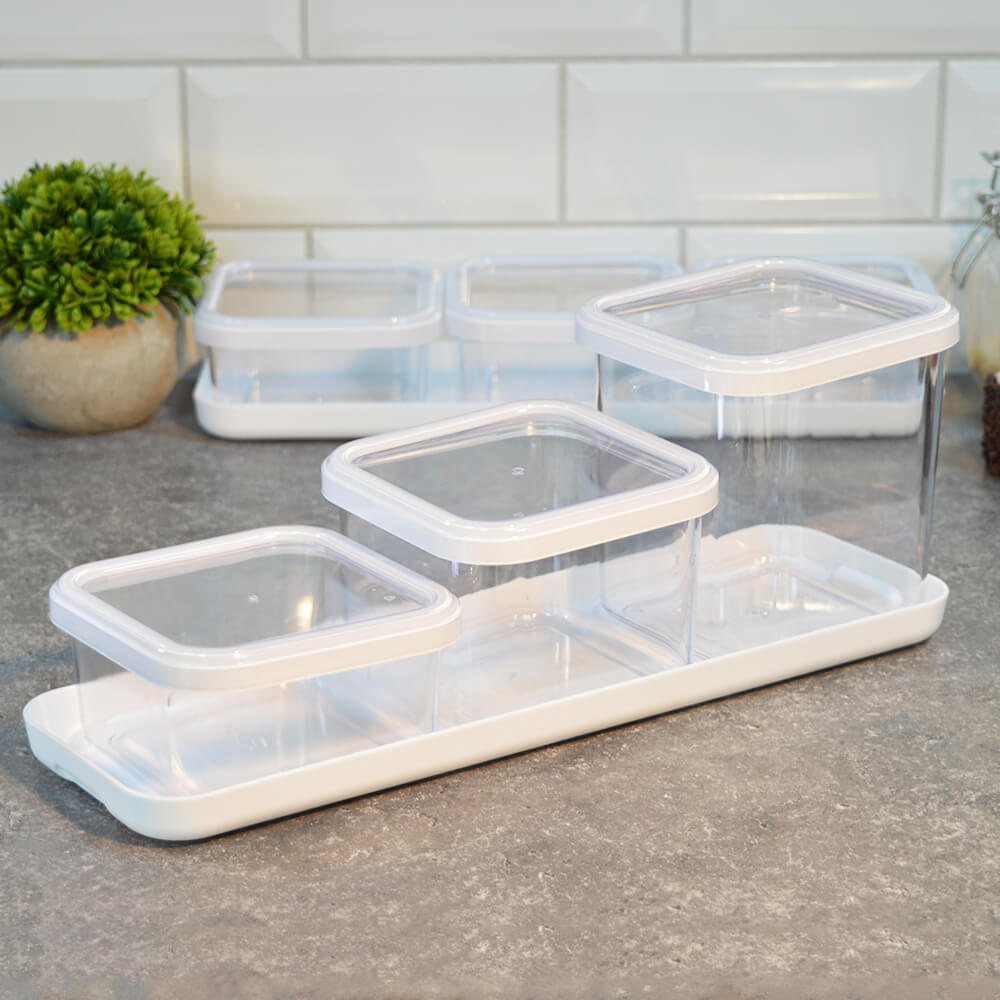 Набор емкостей для сыпучих 3шт (0,4л, 0,6л, 0,9л) на подставке