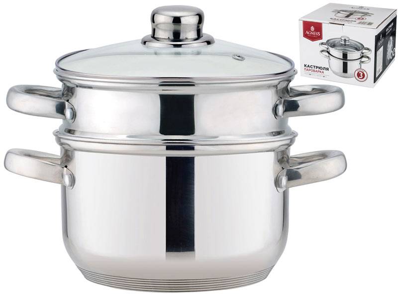 Кастрюля-пароварка 2-х ярусная 2,5л 3 предмета, индукция