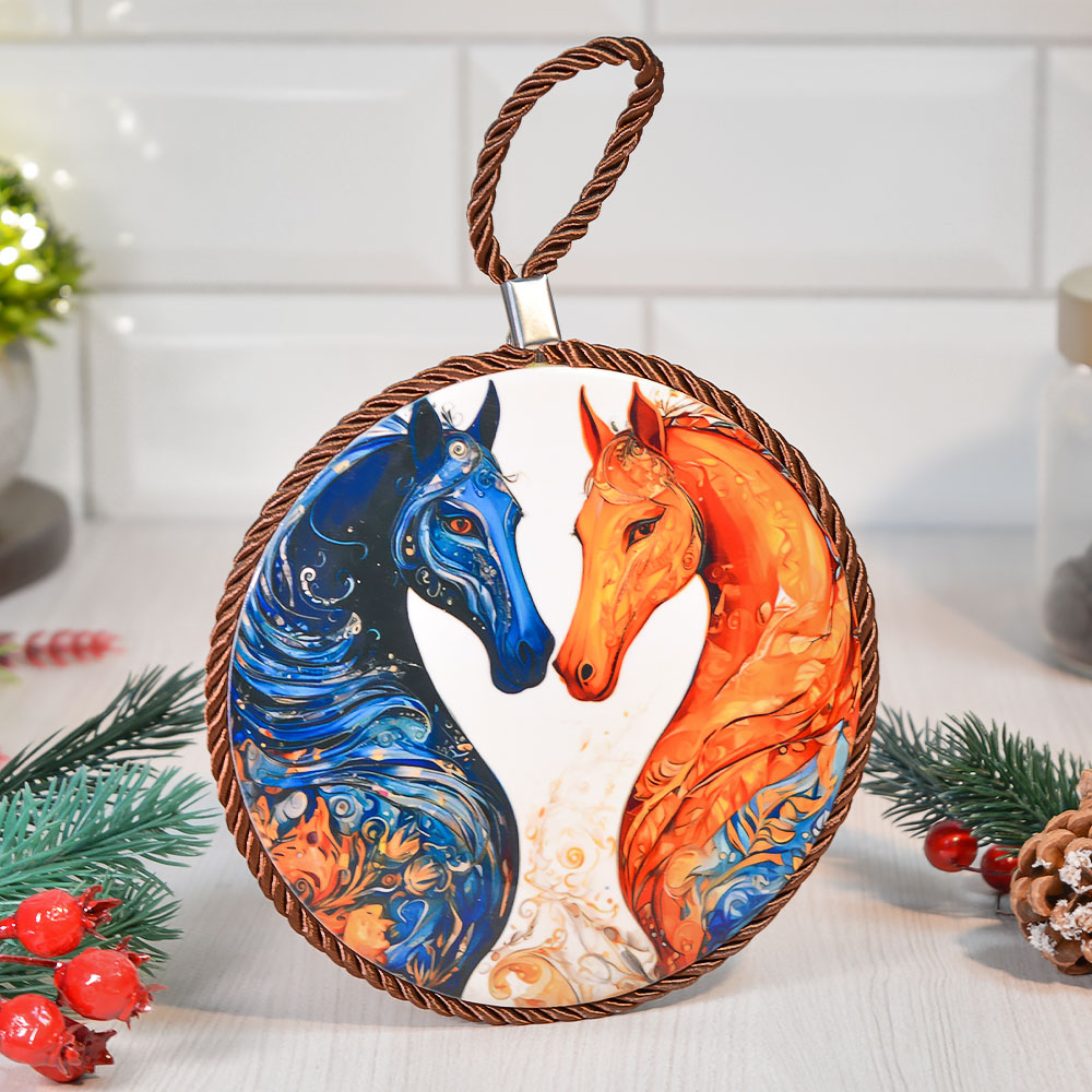 Подставка под горячее керамика-пробка 14см Символ года 2026 №18