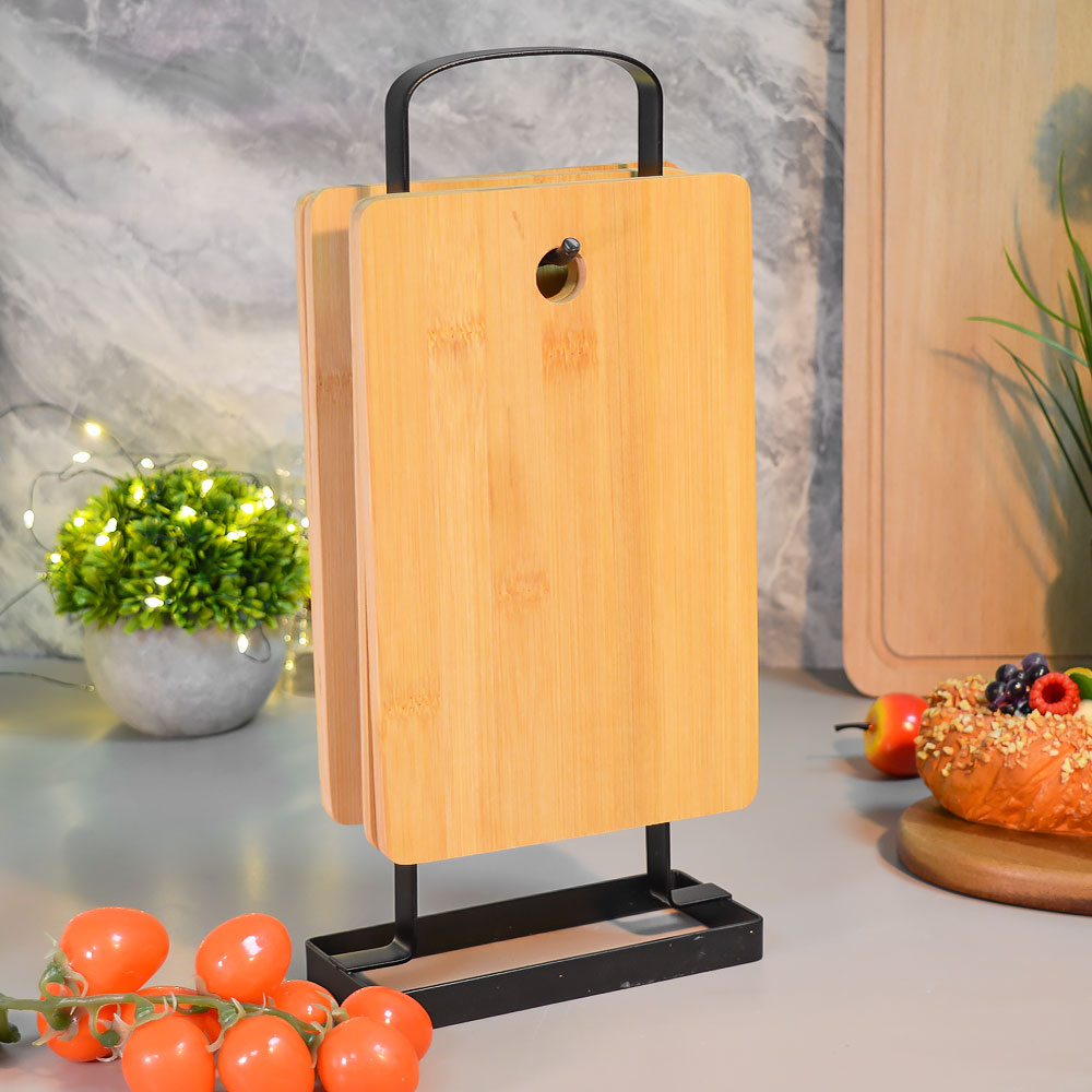 Набор разделочных досок 4шт 15*6,5*32см из бамбука на подставке