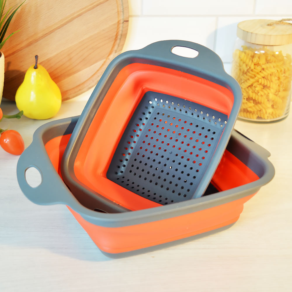 Набор дуршлагов 2шт (28*18см, 23*28см), силиконовые складные №17