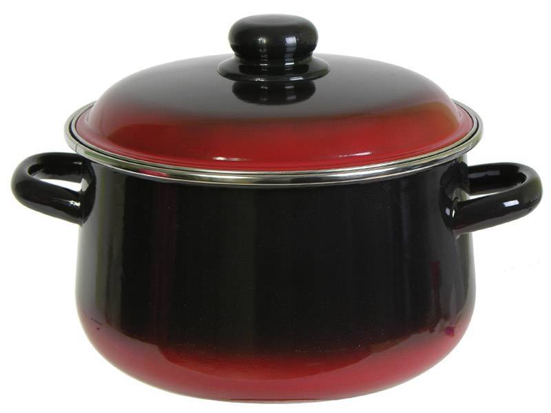 Кастрюля 4л коническая, черная с красным