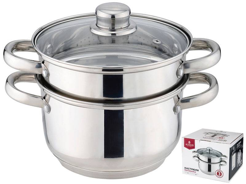 Кастрюля-пароварка 2-х ярусная 3,4л 3 предмета, индукция