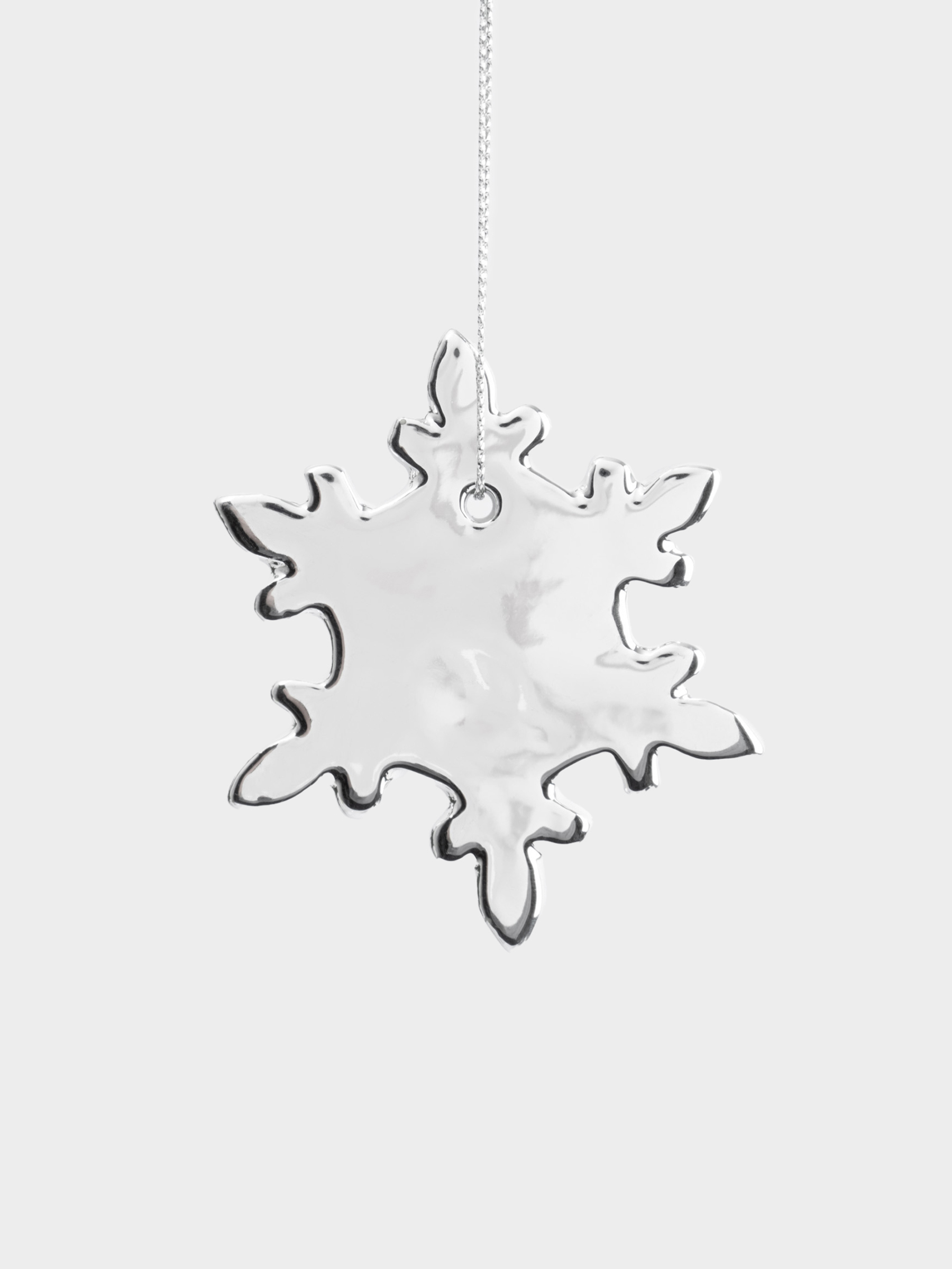 Игрушка елочная, 7 см, фарфор P, серебристая, Снежинка, New year