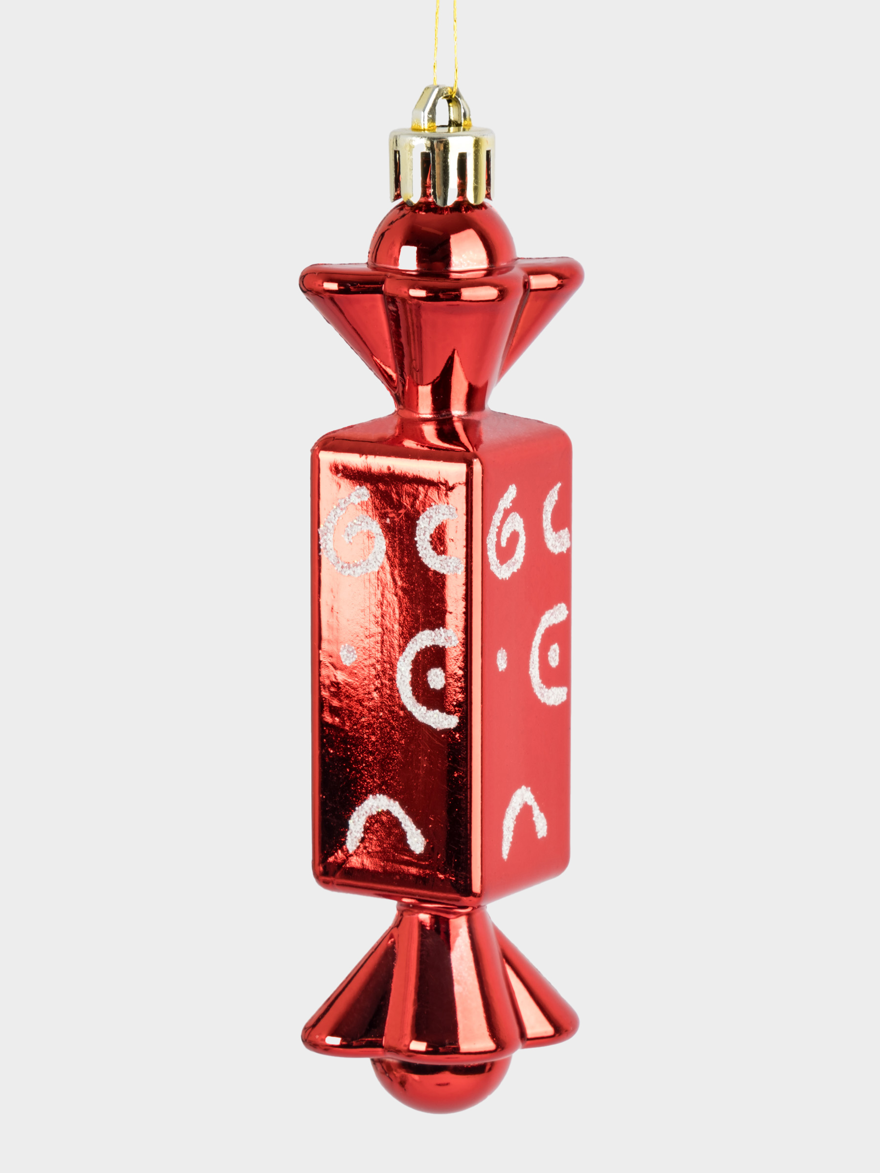 Игрушка елочная, 2 шт, 3х12 см, пластик, красная, Конфеты, New year