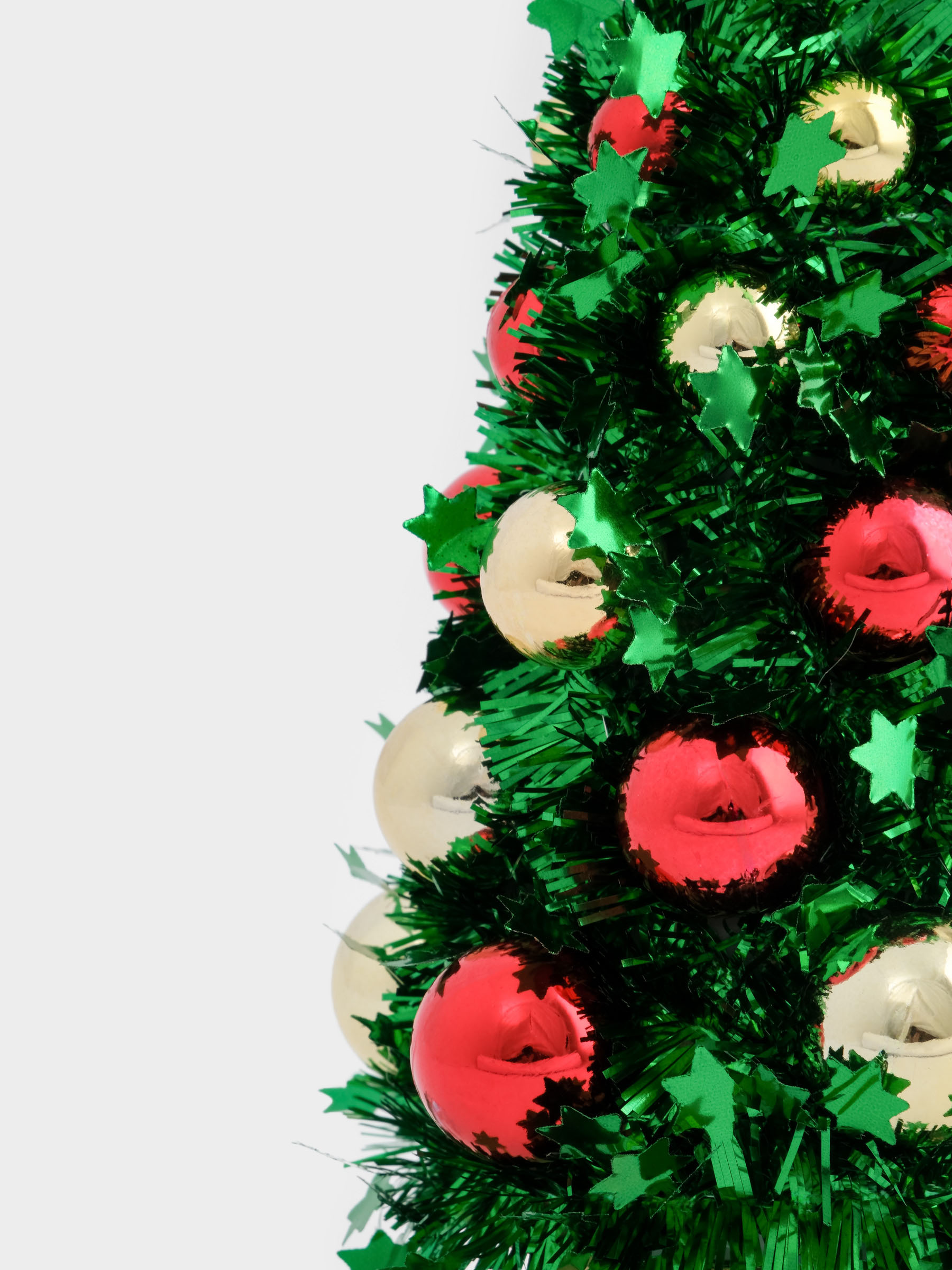 Ель искусственная, 21 см, с шарами, в горшке, мишура/пластик, зеленая, New year