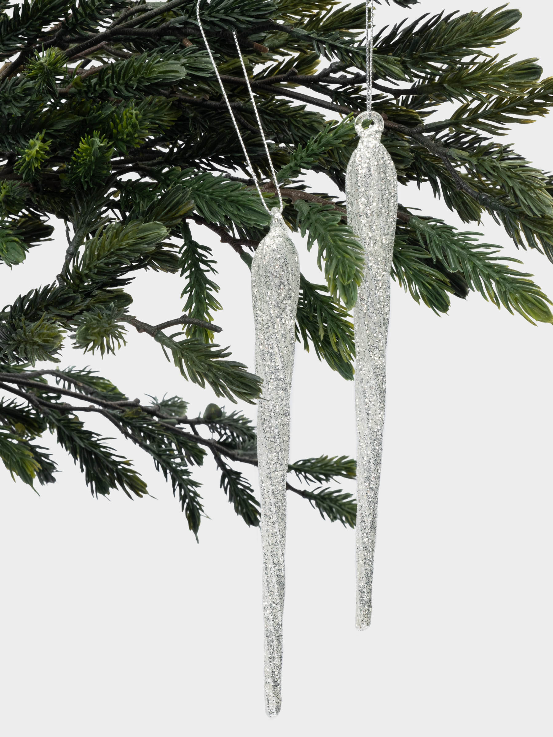 Игрушка елочная, 20 см, 2 шт, стекло, шампань, Сверкающая сосулька, Event