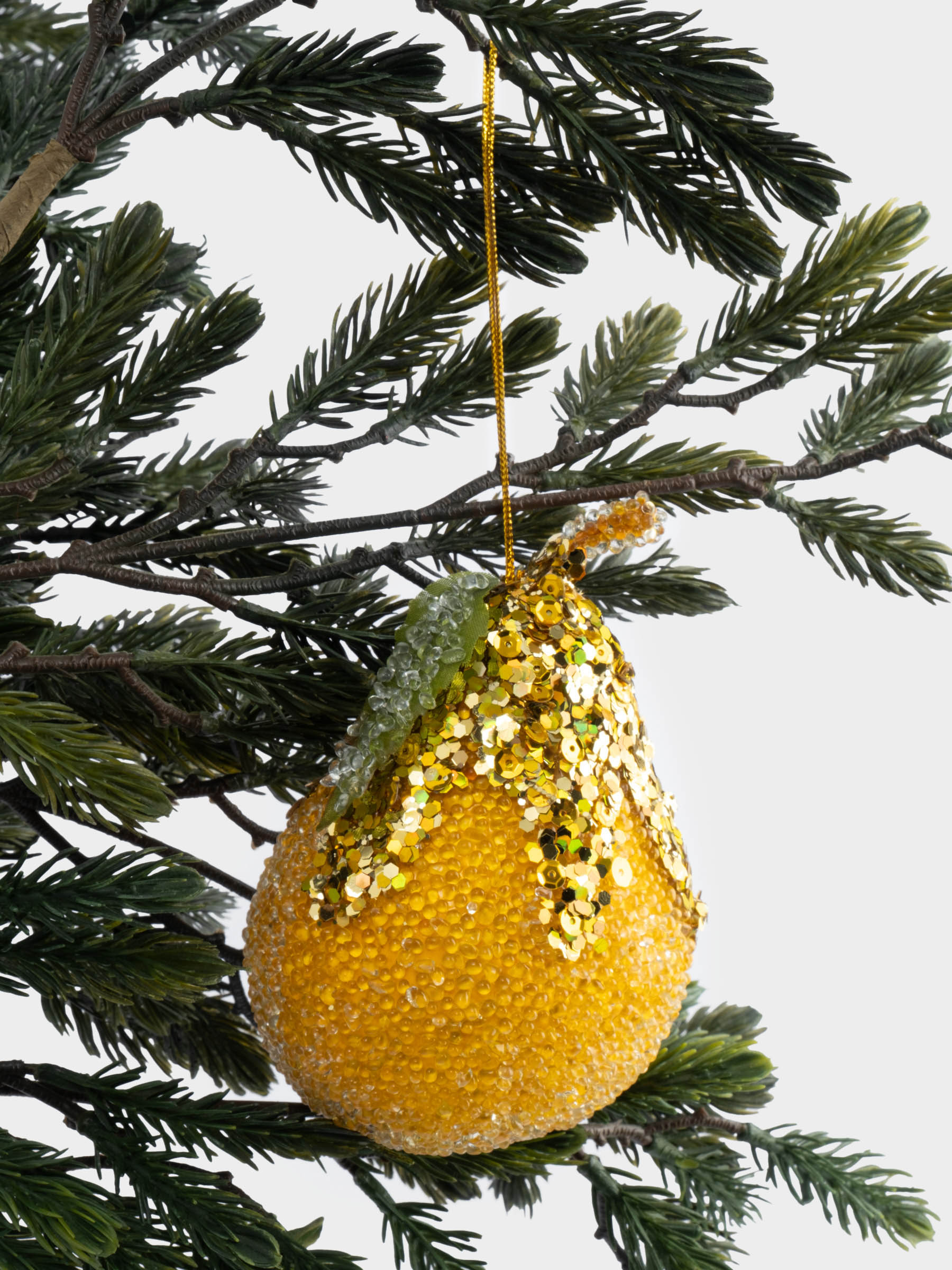 Игрушка елочная, 13 см, пенопласт/пластик, желтая, Груша, New year