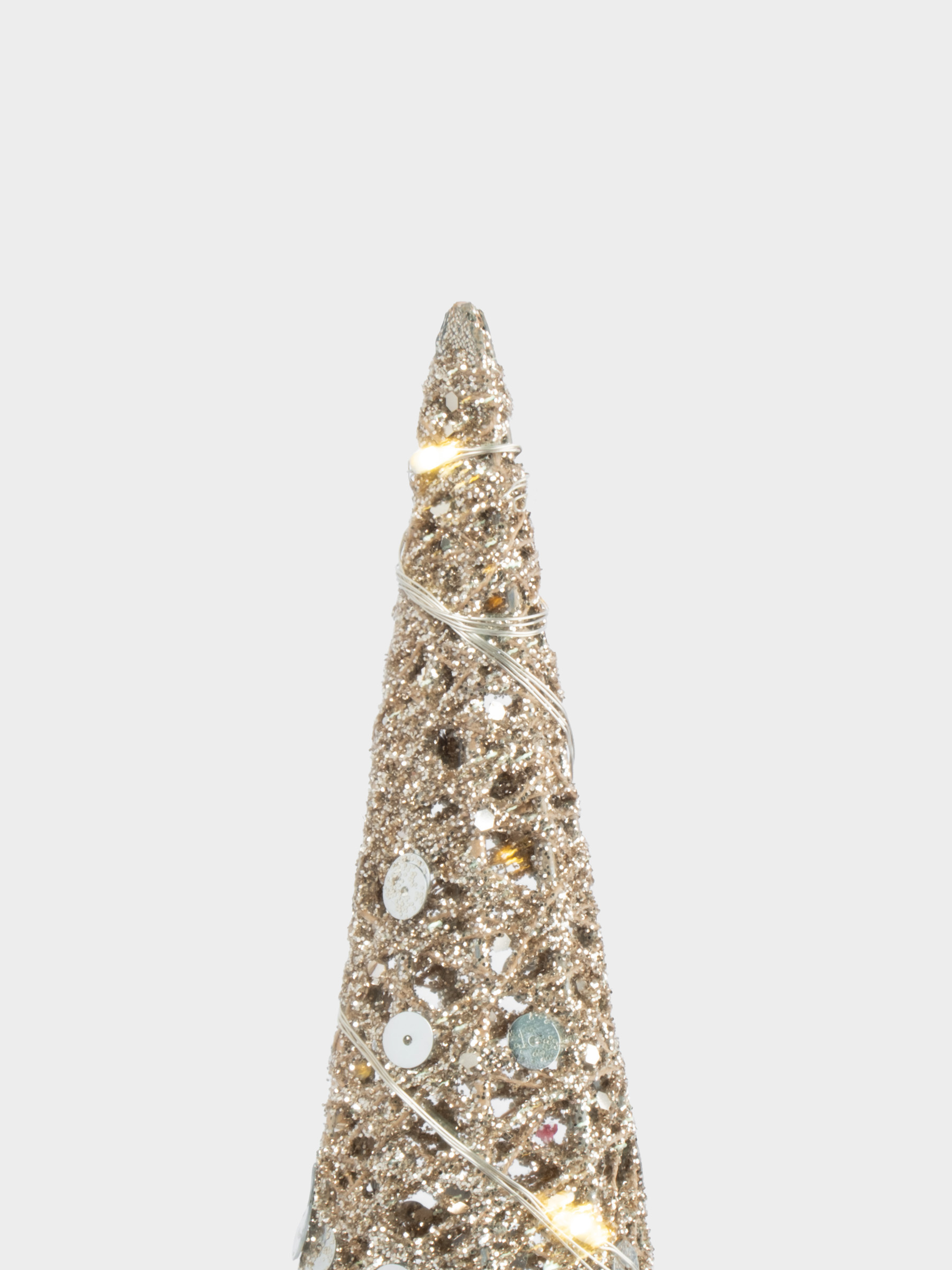 Ель-конус, 60 см, с подсветкой, полиэстер/металл, шампань, Celebration