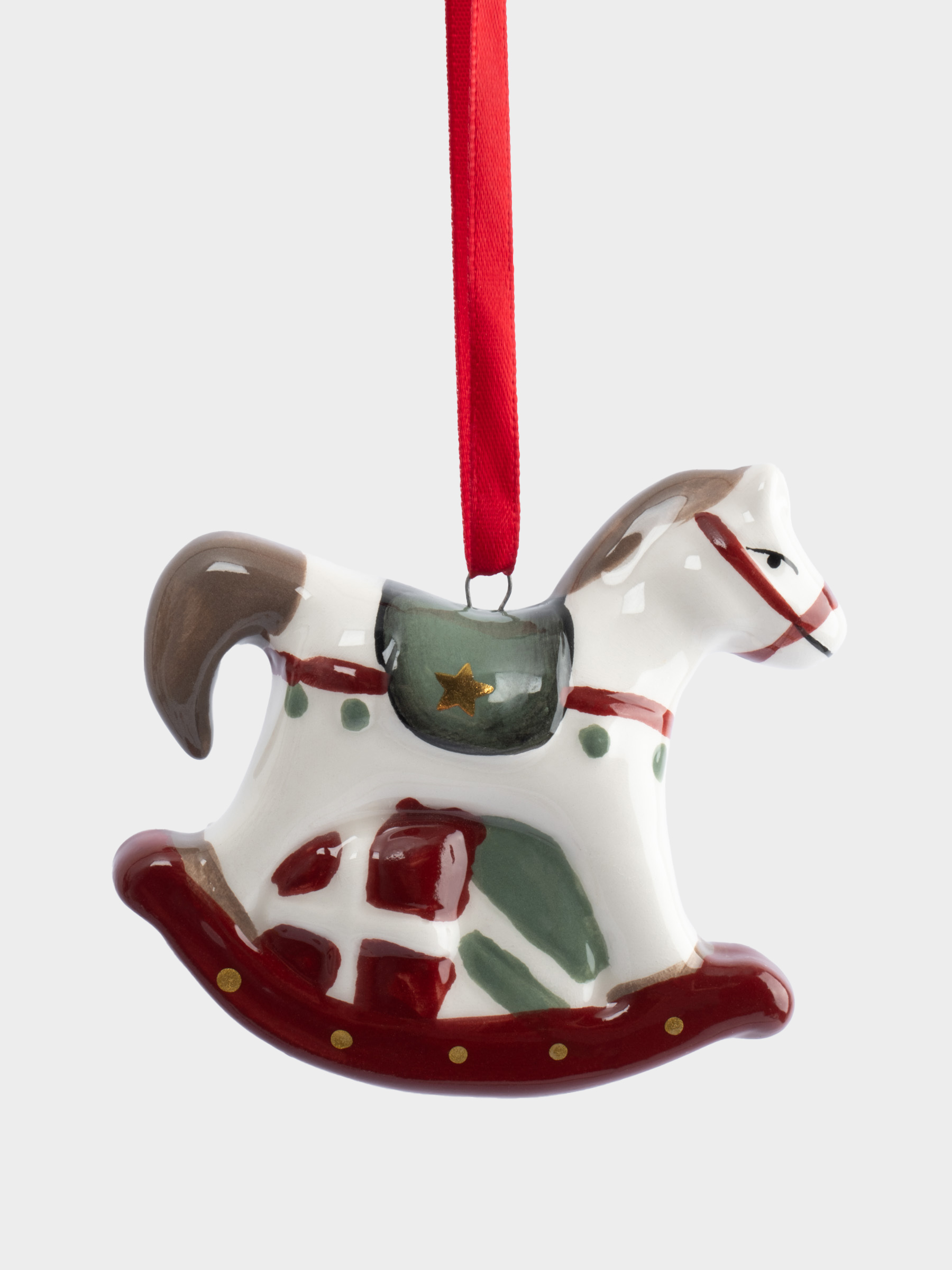 Игрушка елочная, 8 см, керамика, Лошадка-качалка, Bright horse