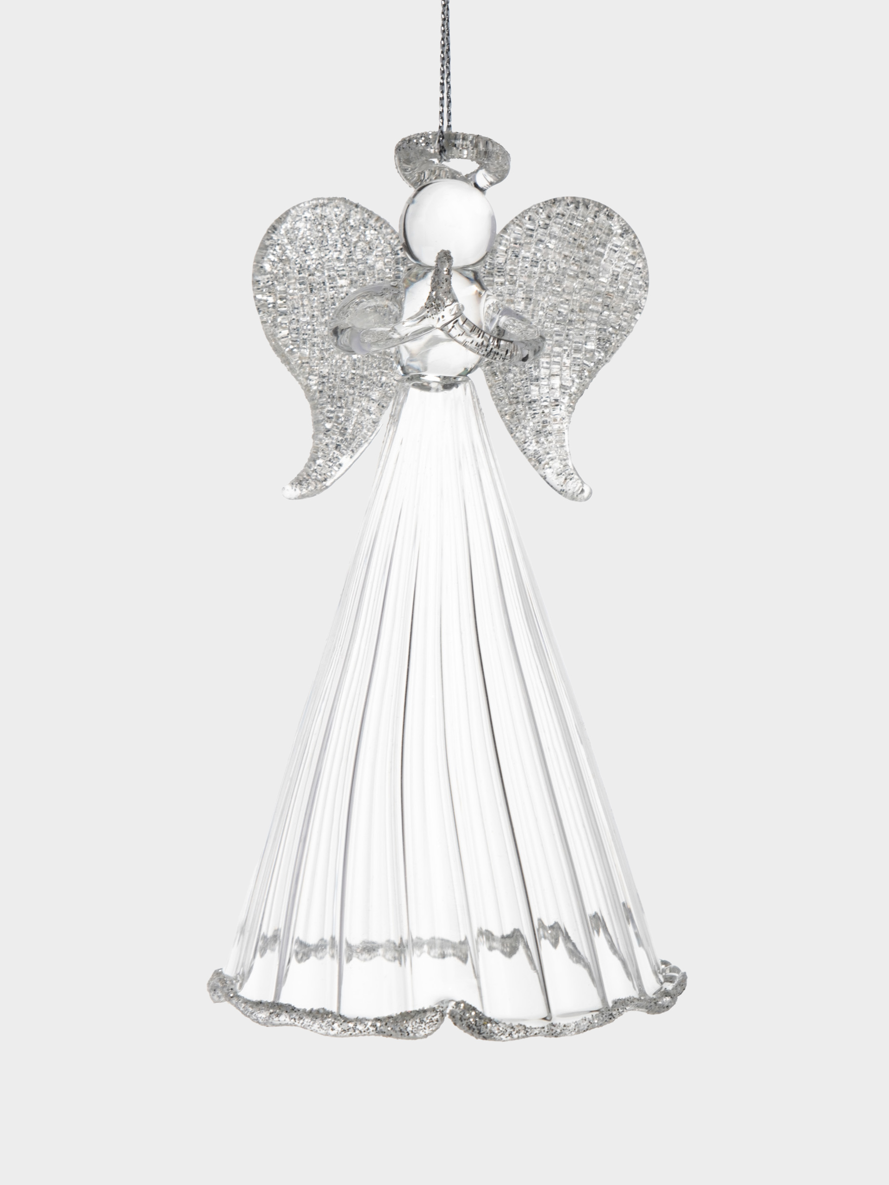 Игрушка елочная, 11 см, стекло, серебристая, Ангел, Event