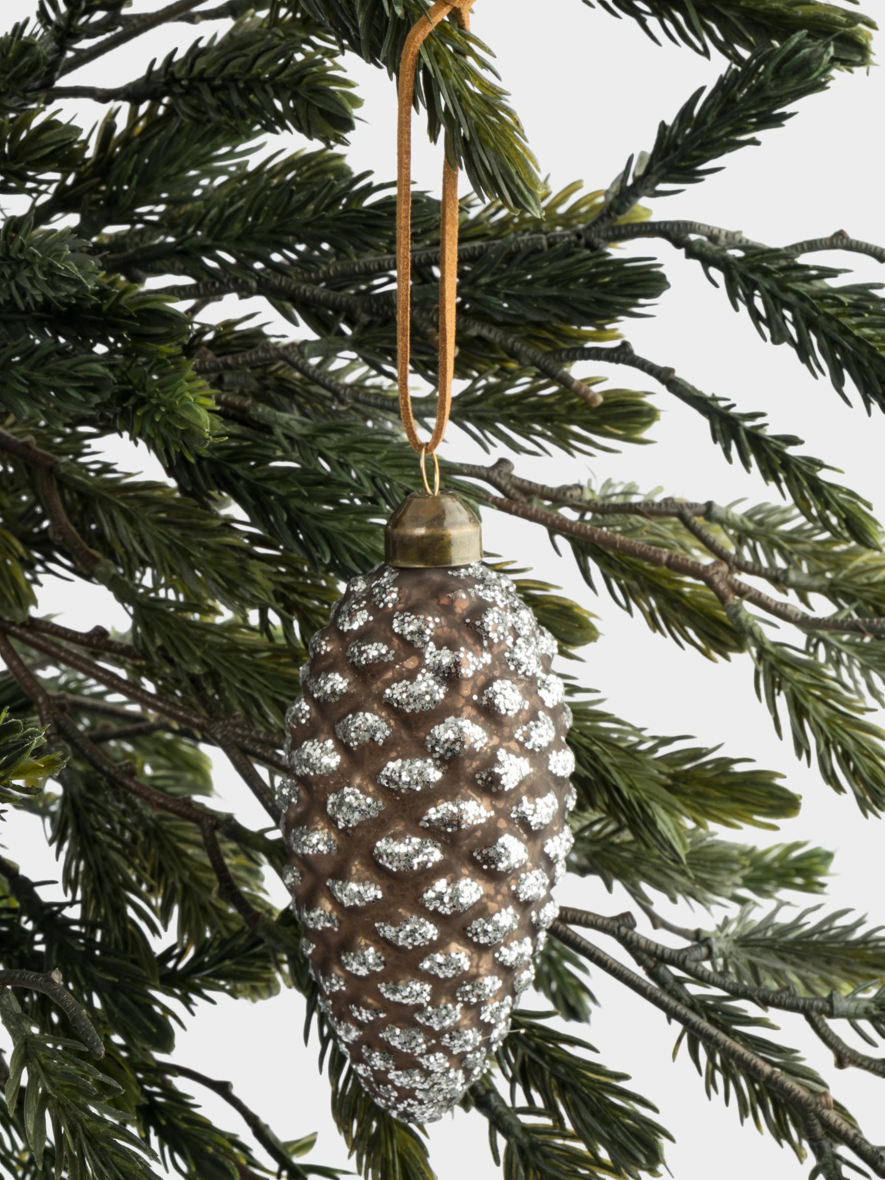 Игрушка елочная, 9 см, стекло, коричневая, Шишка, New year