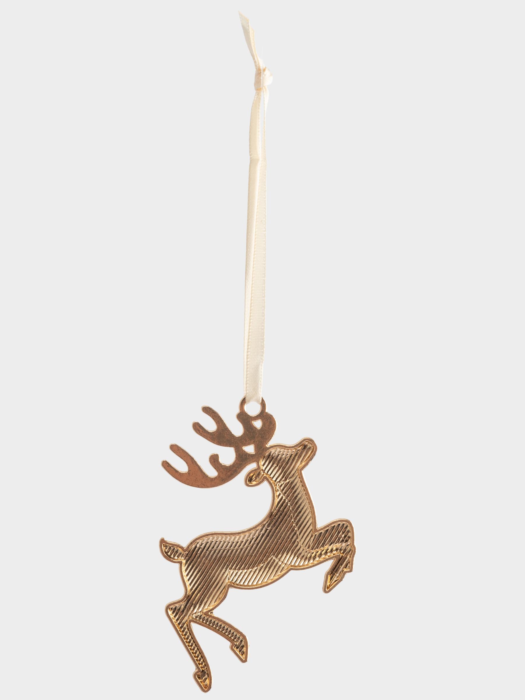 Игрушка елочная, 8 см, металл, золотистая, Прыгающий олень, New year
