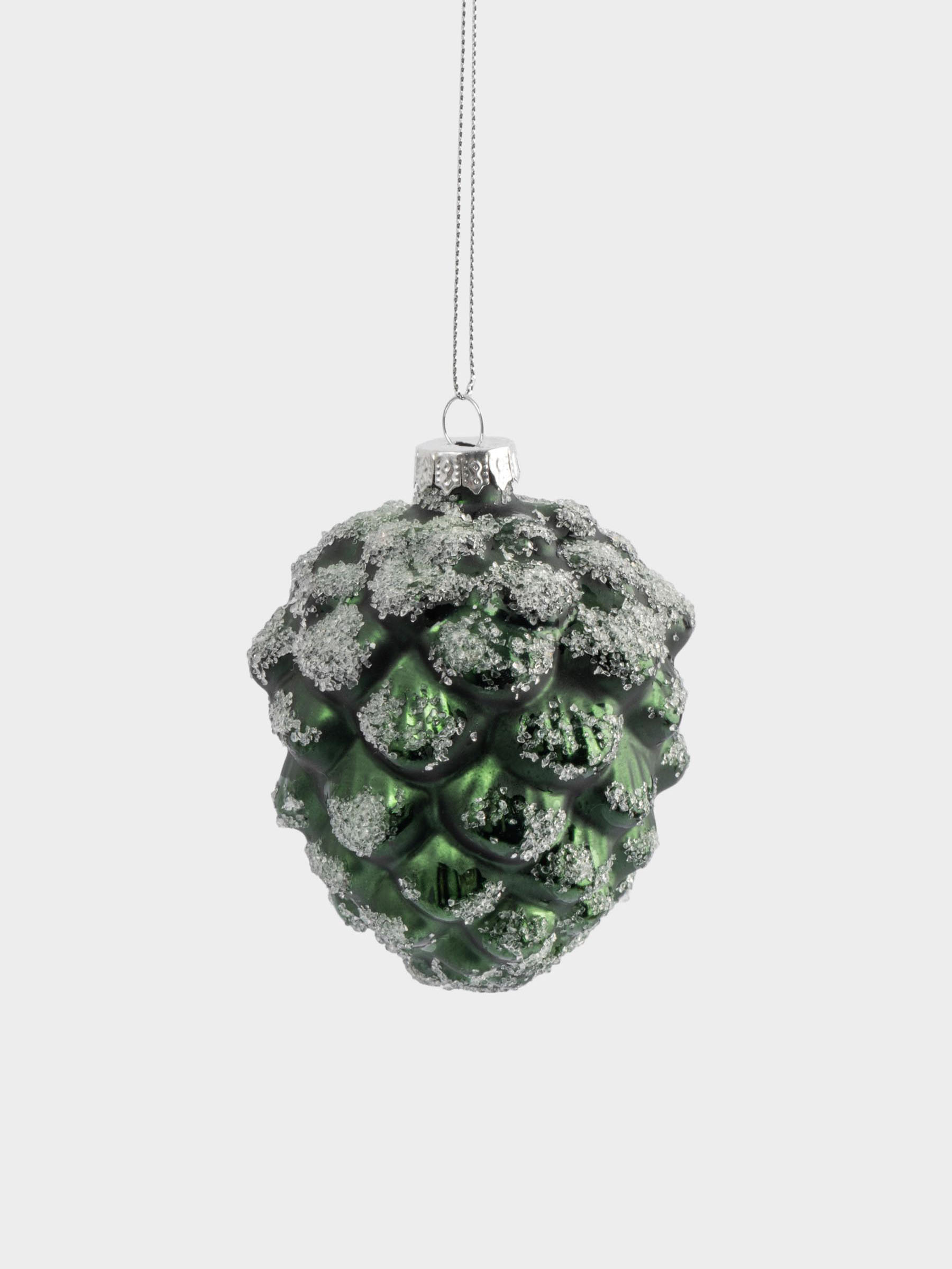 Игрушка елочная, 10 см, стекло, зеленая, Шишка, New year
