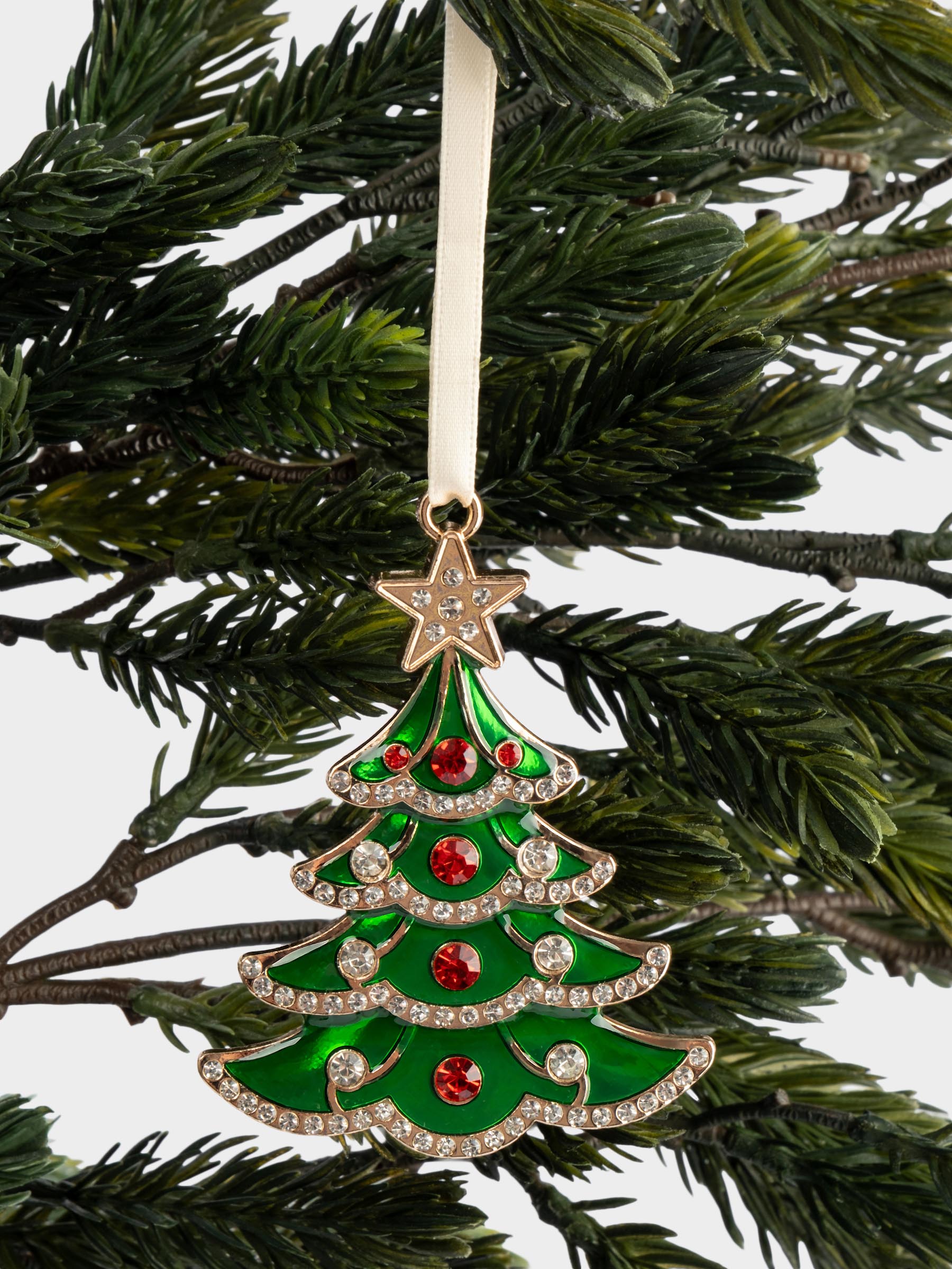 Игрушка елочная, 9 см, металл, зеленая, Елка, New year