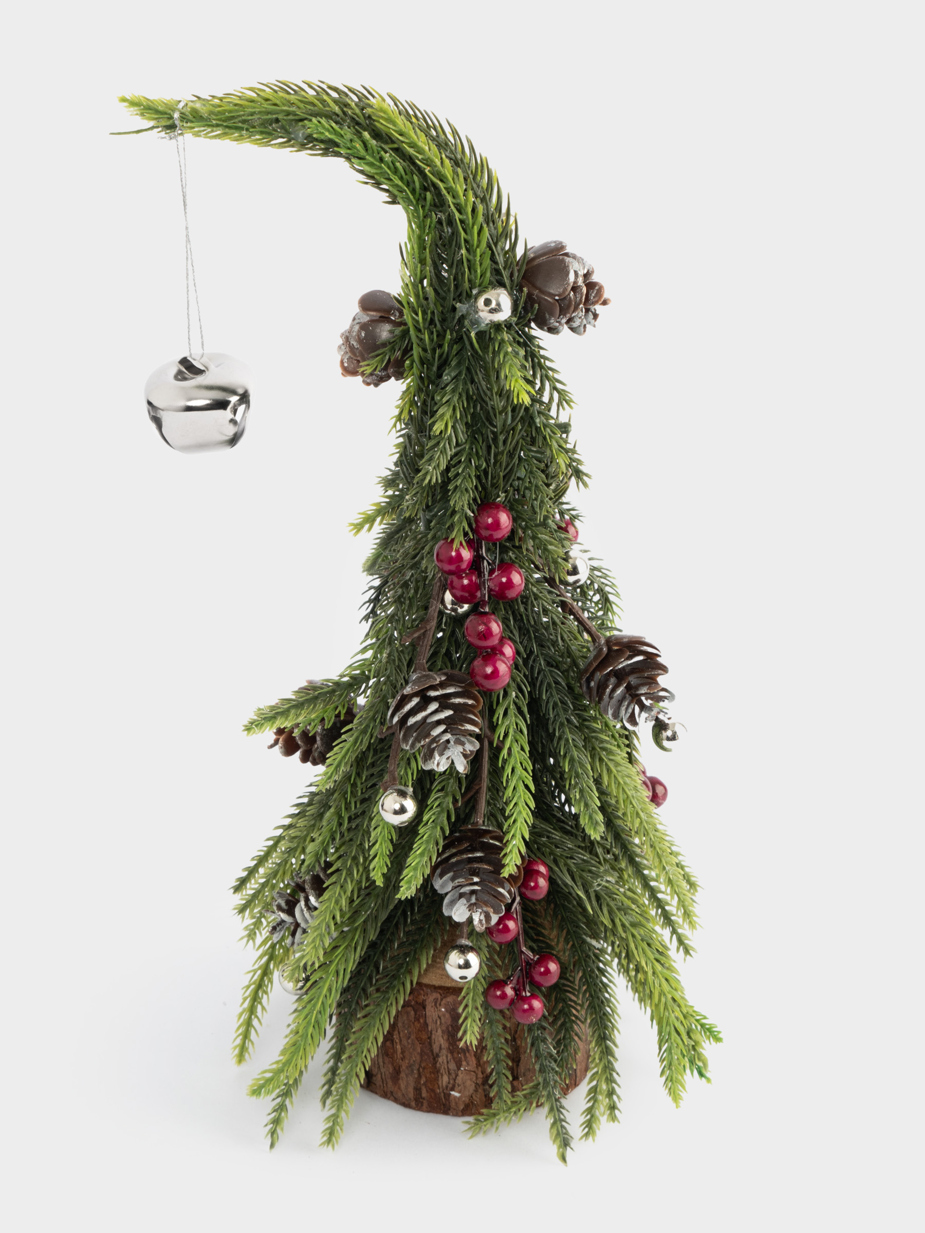 Ель искусственная, 29 см, полиэтилен/пенопласт, Шишки и ягоды, Interior natural