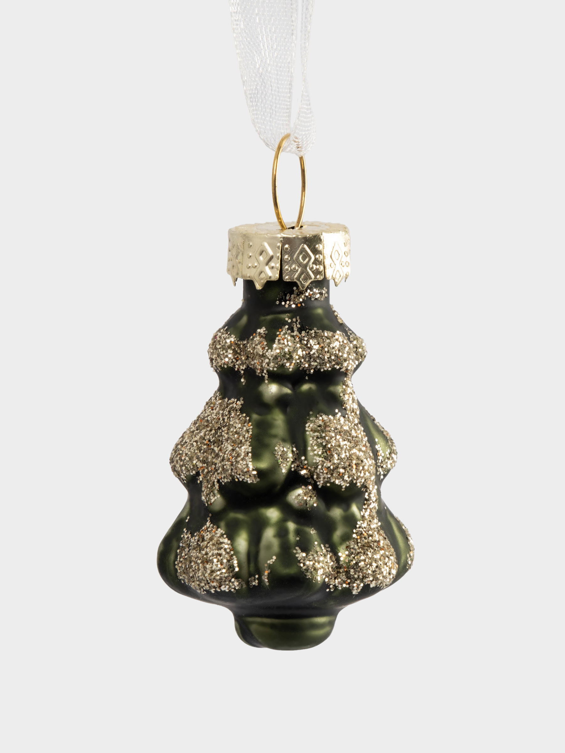 Набор елочных игрушек, 4 см, 4 шт, стекло, с блестками, Мишка/Домик/Лошадка/Елка, New year