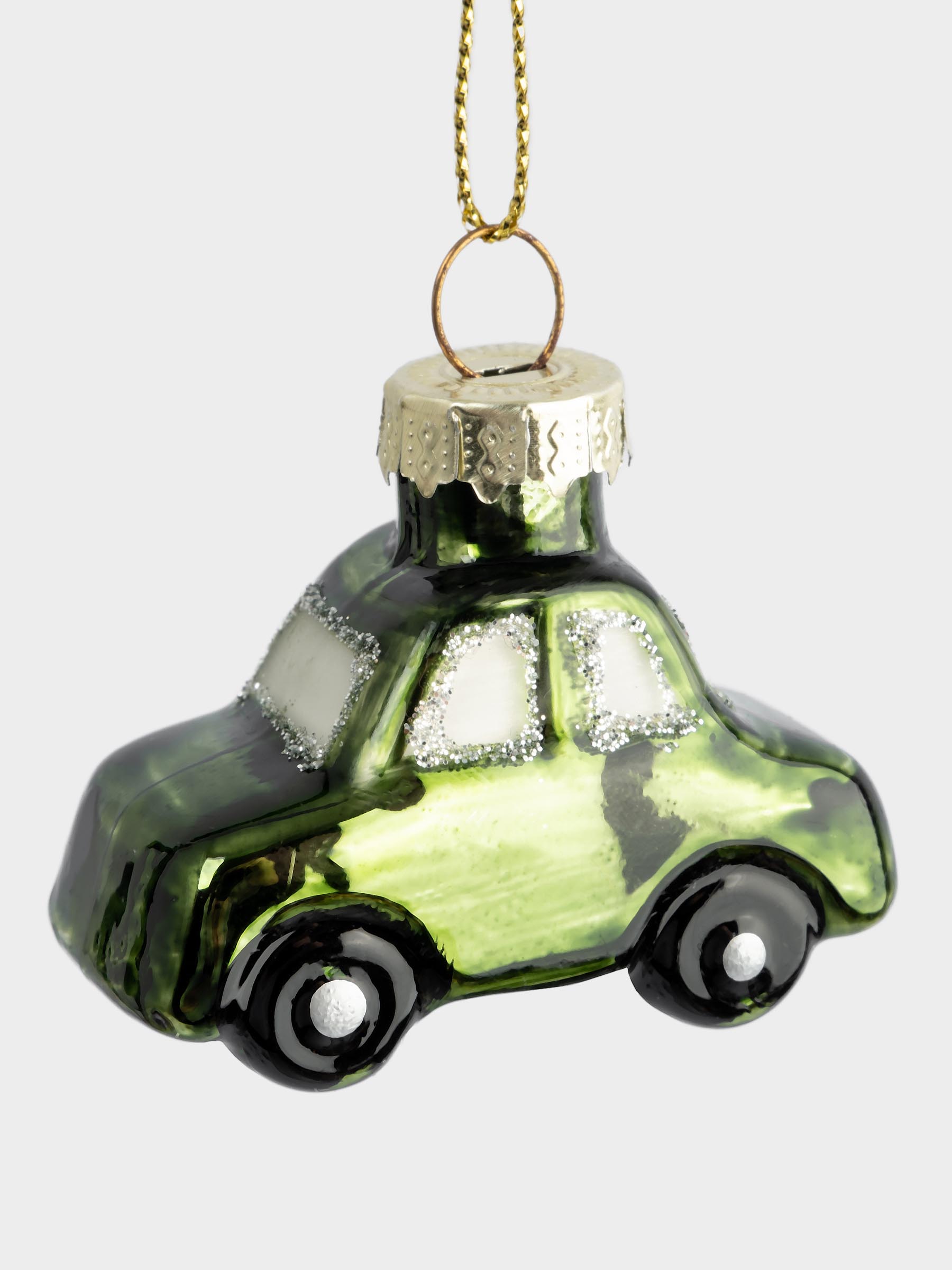Игрушка елочная, 5 см, стекло, зеленая, Машинка, New year