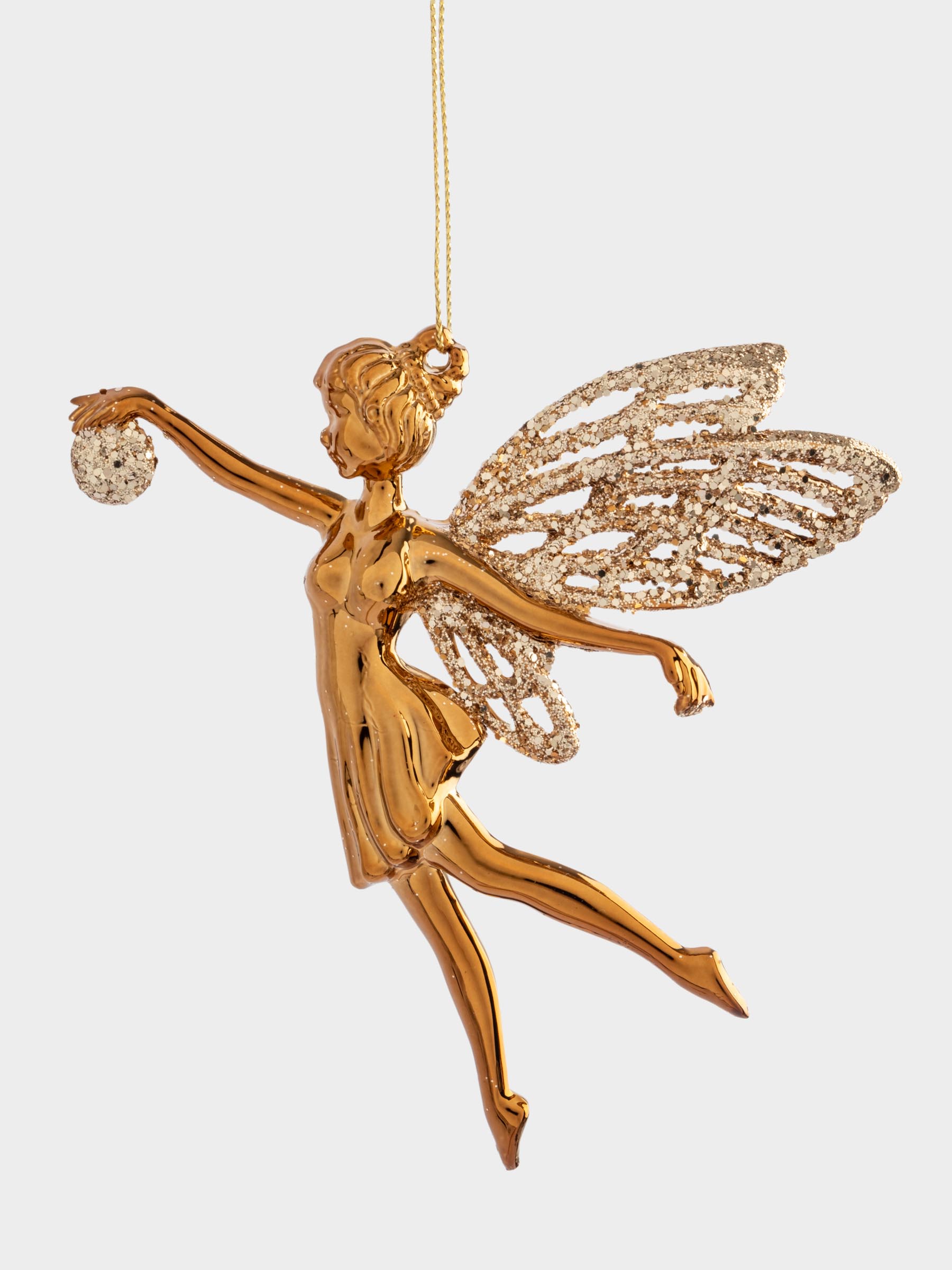 Игрушка елочная, 12х15 см, пластик, золотистая, Фея, New year