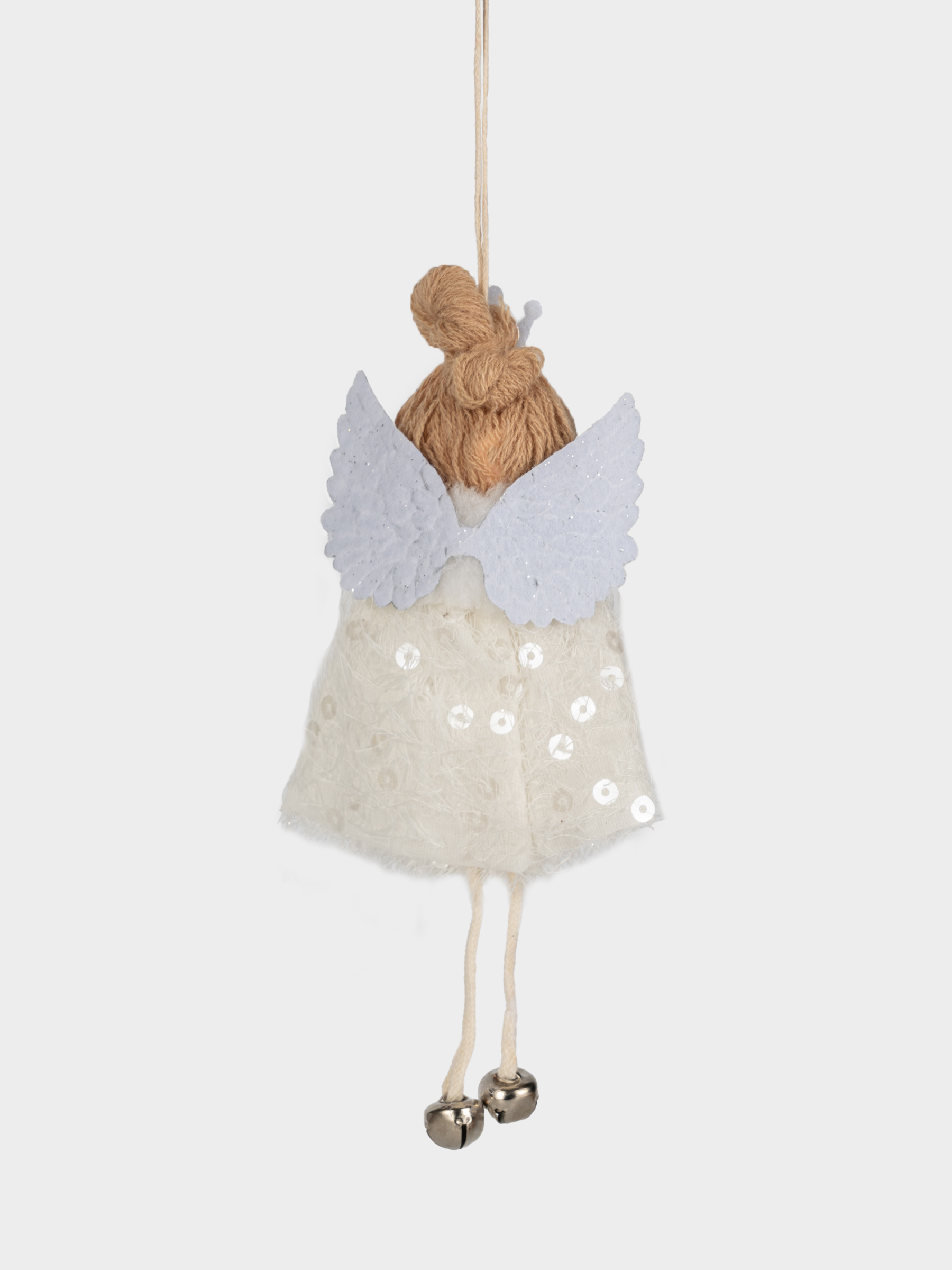 Игрушка елочная, 16 см, пенопласт/полиэстер, серебристая, Ангел, New year